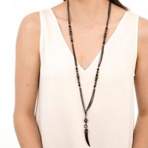 Stella & Dot Arlo Horn Hematite necklace
